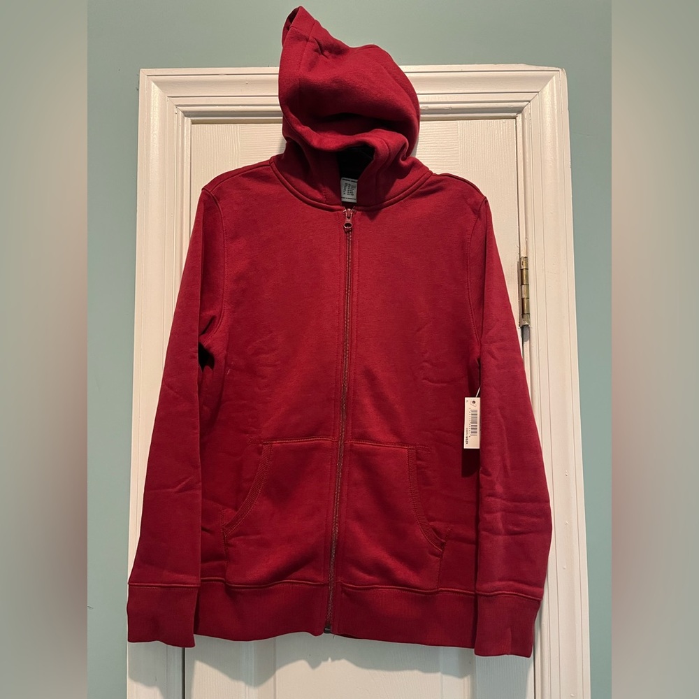 Amazon Essential Boys Hoodie Zip Up Sweatshirt Maroon Size XL